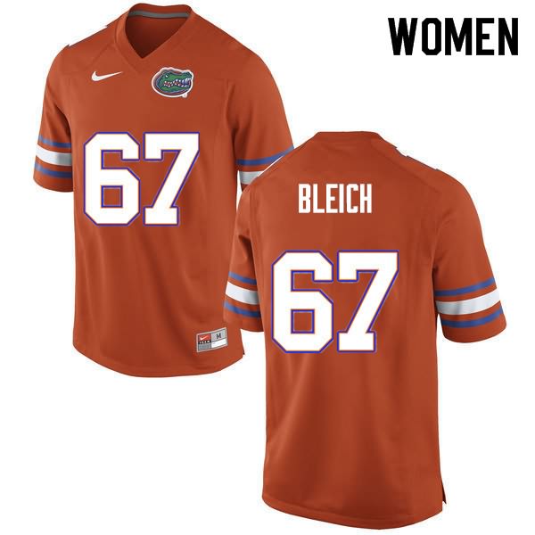 Women's NCAA Florida Gators Christopher Bleich #67 Stitched Authentic Nike Orange College Football Jersey XMI8565MO